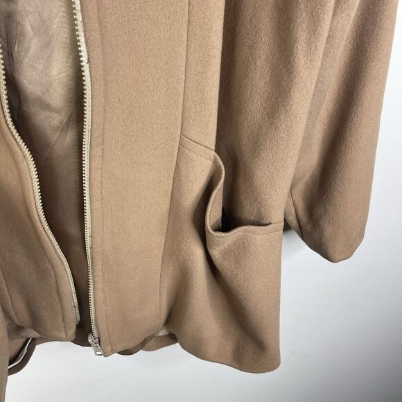 VTG Pendleton Women's Size 8 Tan Wool Full Zip Hooded Coat Classic Minimalist - Picture 5 of 13